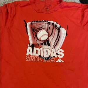 Adidas Kids Red Baseball Graphic Tee